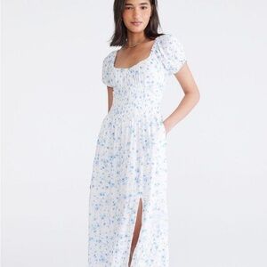 Aeropostale White and Blue Smocked Dress